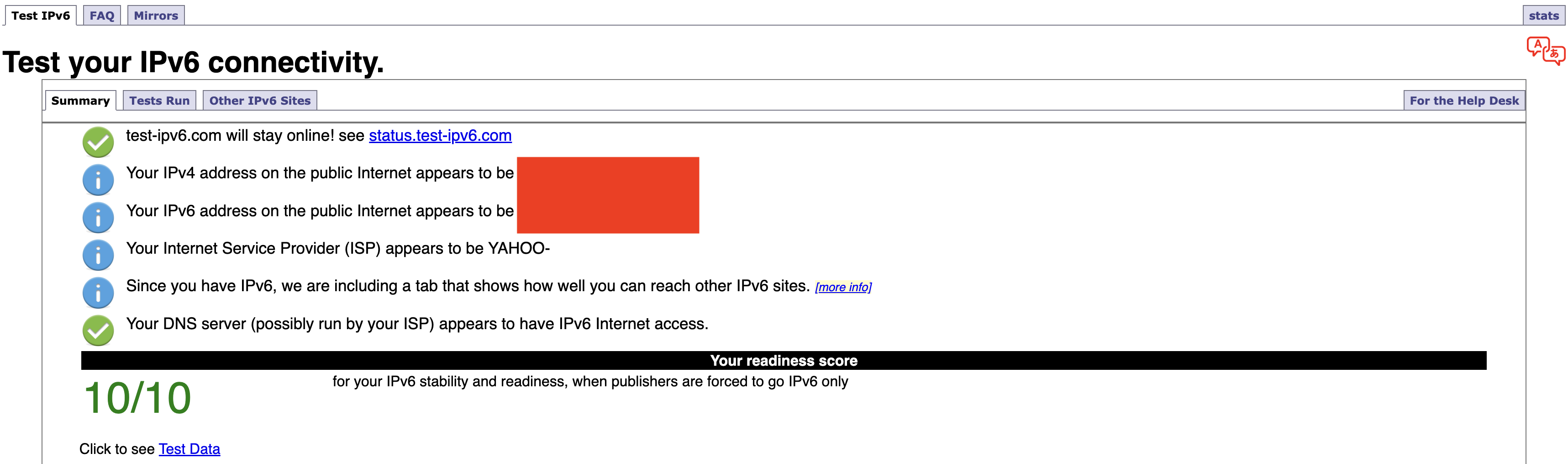 If your IPv4 address matches the VPN server but your IPv6 address does not, IPv6 is the likely cause of your leak.