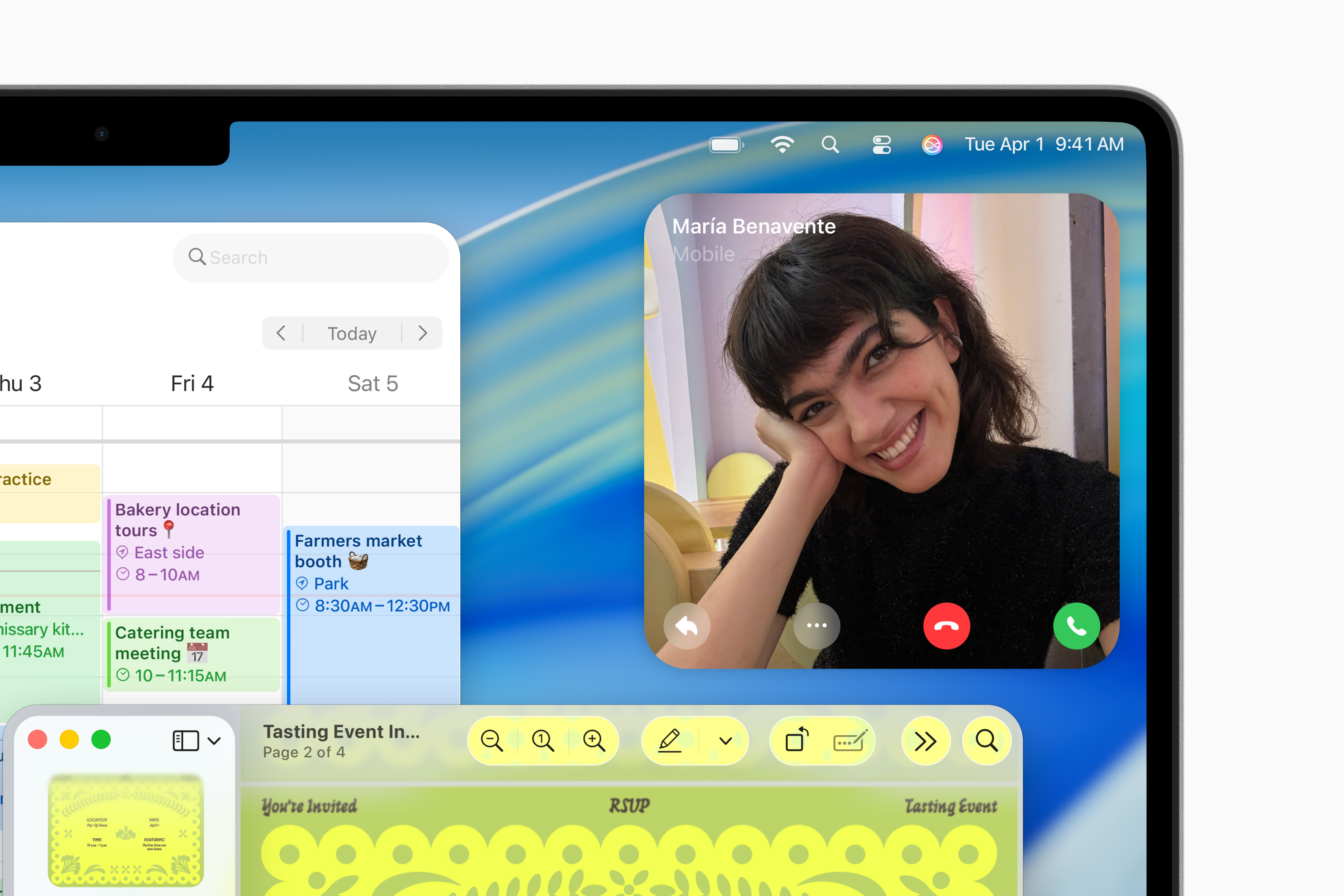 The photo-forward popup that appears when you receive a call on your Mac running macOS 26.