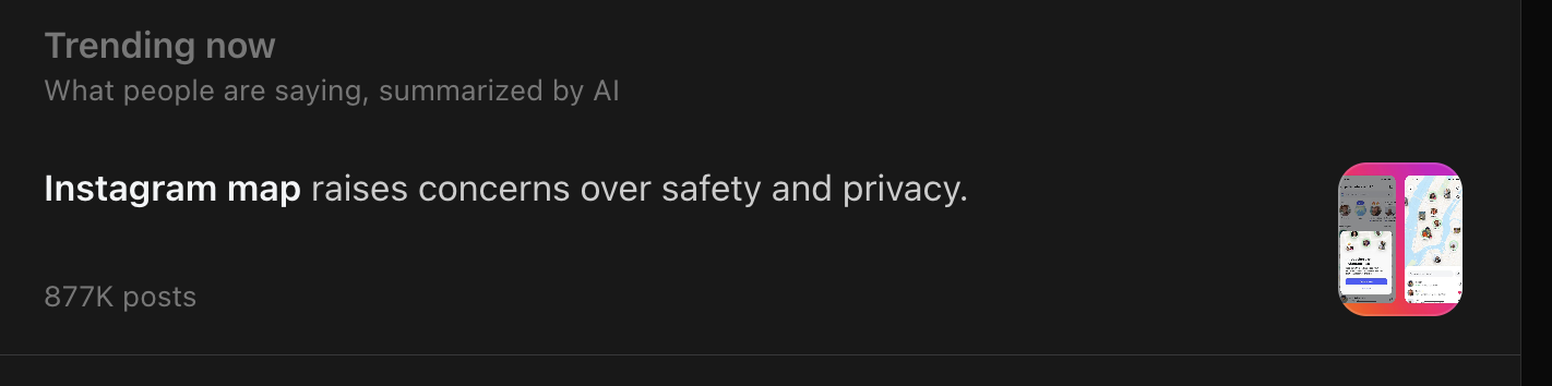 Instagram map was the top trend on Threads due to widespread privacy concerns.
