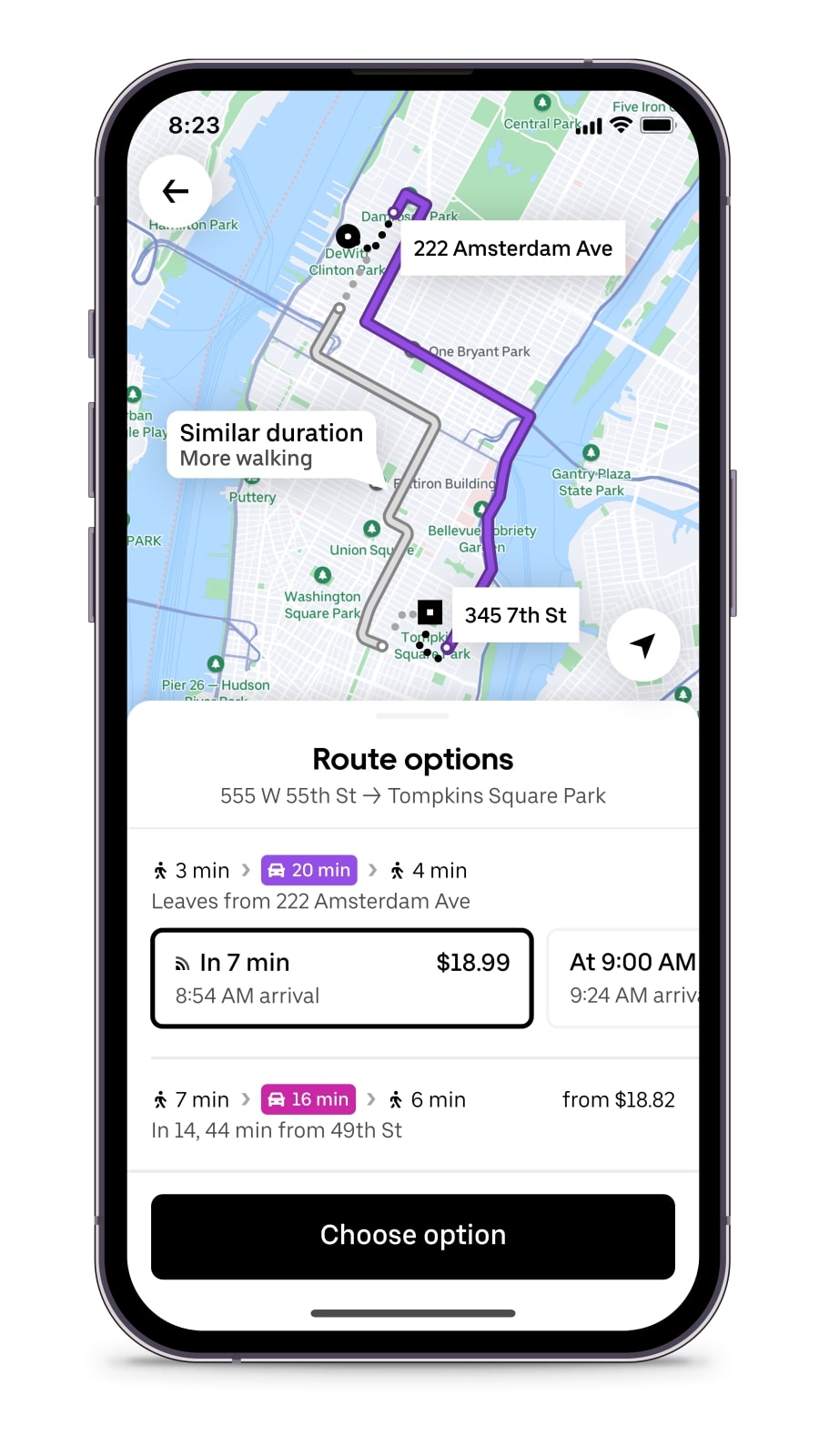 Uber Ride Shares feature.