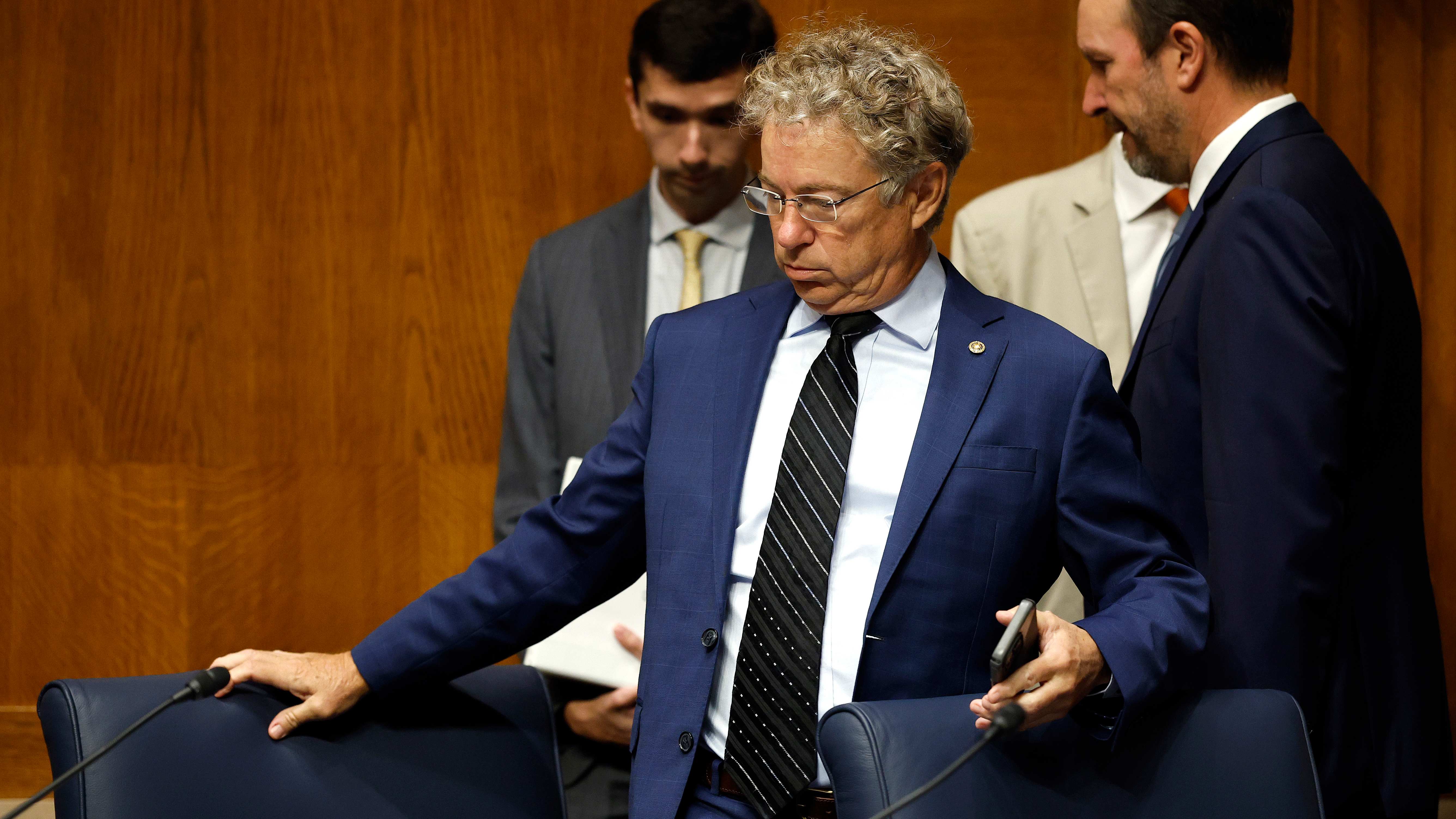 WASHINGTON, DC - SEPTEMBER 17: U.S. Sen. Rand Paul (R-KY) arrives for a Senate Committee on Health, Education, Labor, and Pensions hearing in the Dirksen Senate Office Building on September 17, 2025 in Washington, DC. The committee is hearing testimony from fired CDC employees and the implications on children’s health. (Photo by Kevin Dietsch/Getty Images)
