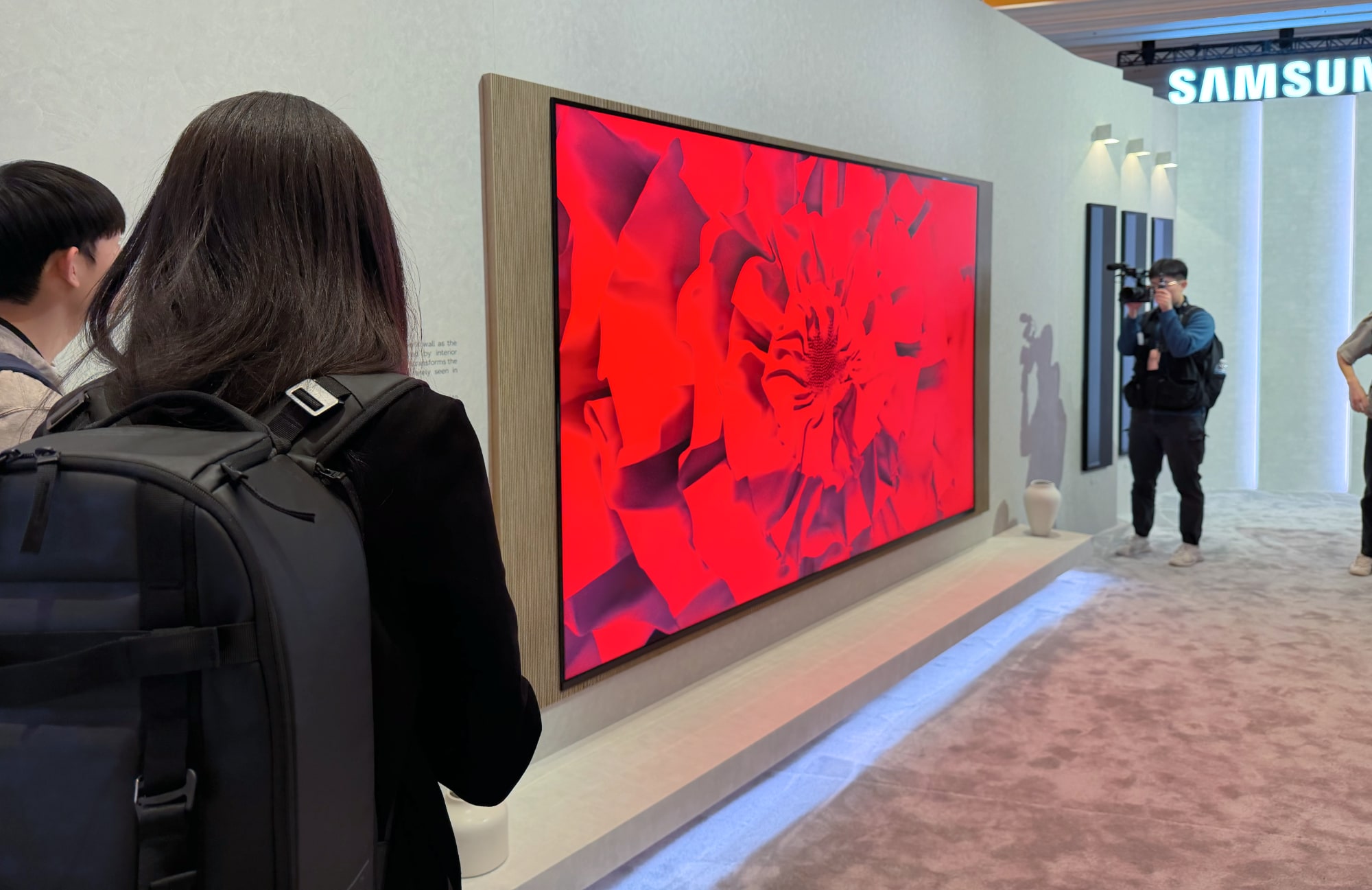 Samsung's 130-inch Micro RGB TV mounted in a wall.