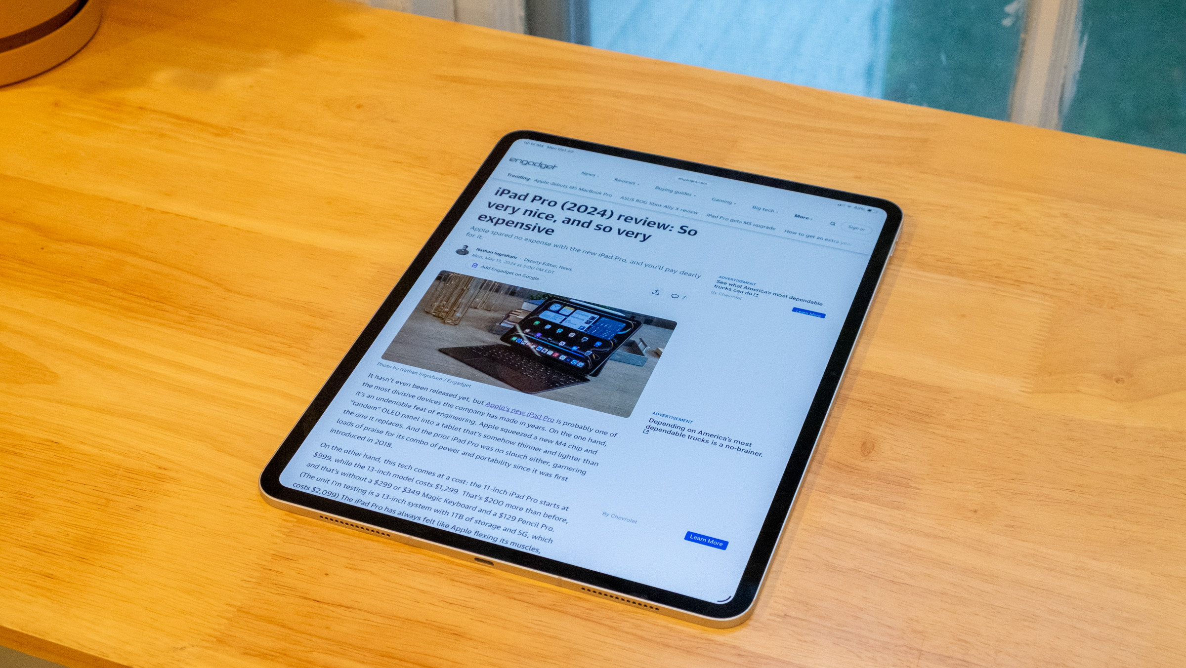 Review photos of Apple's iPad Pro M5, released in October 2025.