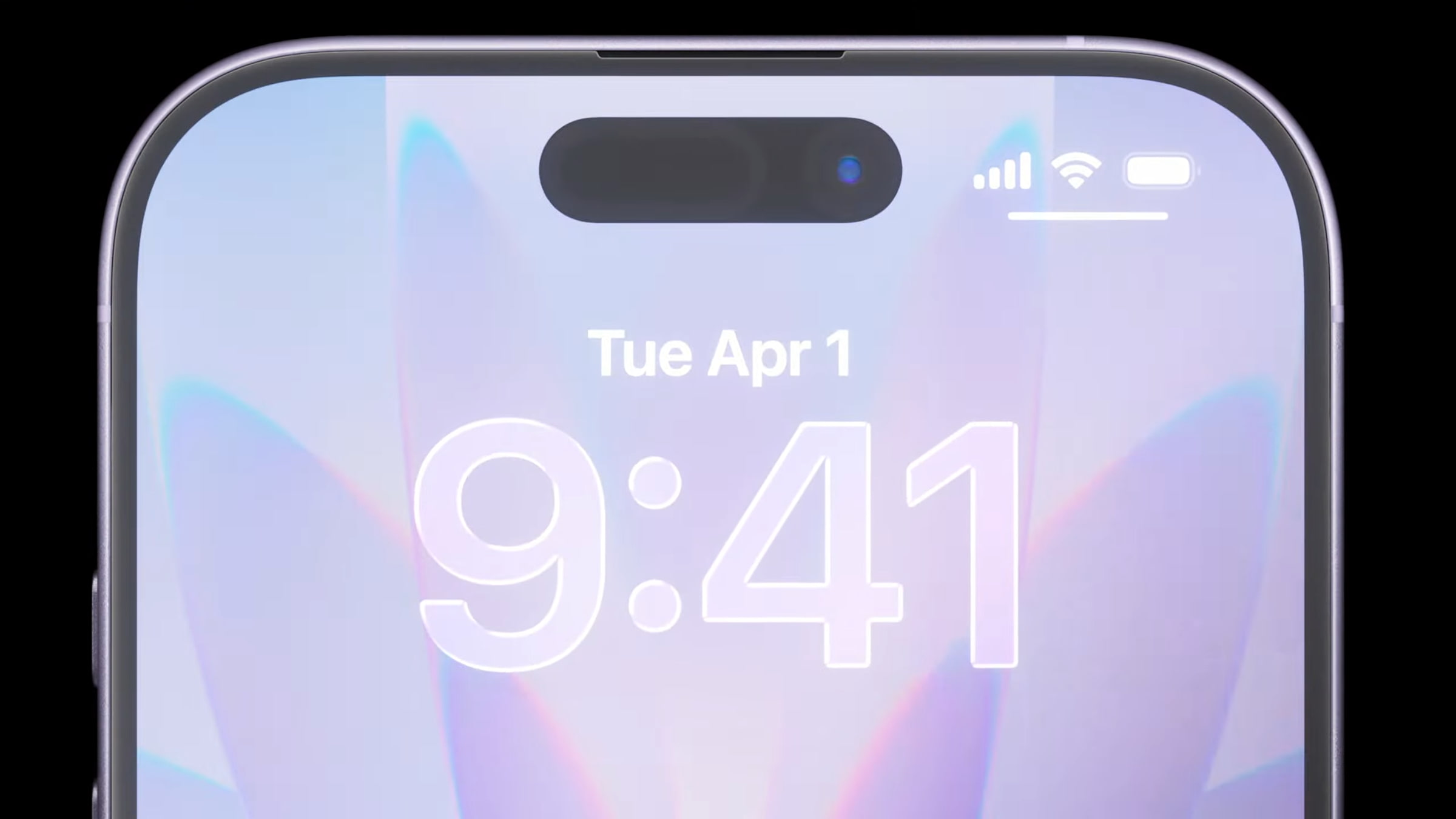 Close up of the iPhone 17 Dynamic Island and Center Stage camera