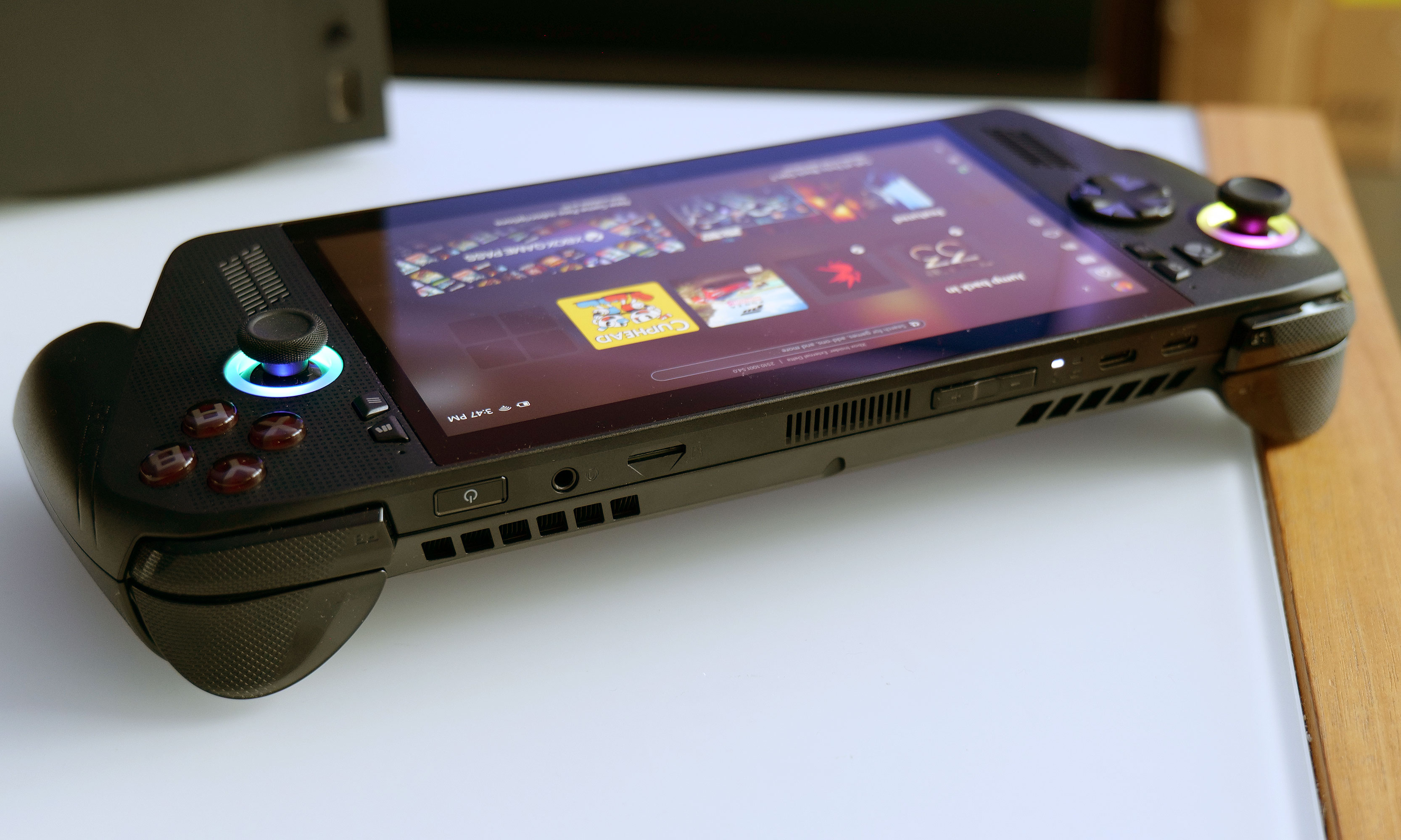 All of the ROG Xbox Ally X's ports are along the top including two USB-C jacks, 3.5mm audio and a microSD card reader. 