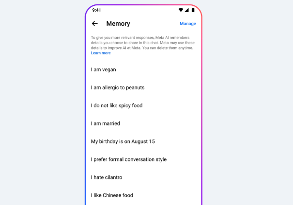 Meta AI memory.