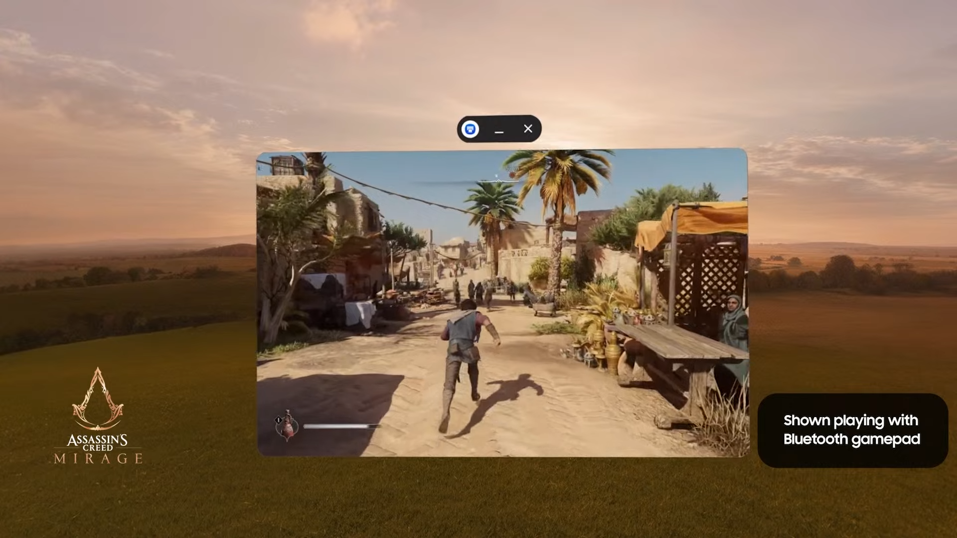 Using the Galaxy XR as a PC monitor, you can stream in a game -- such as this 