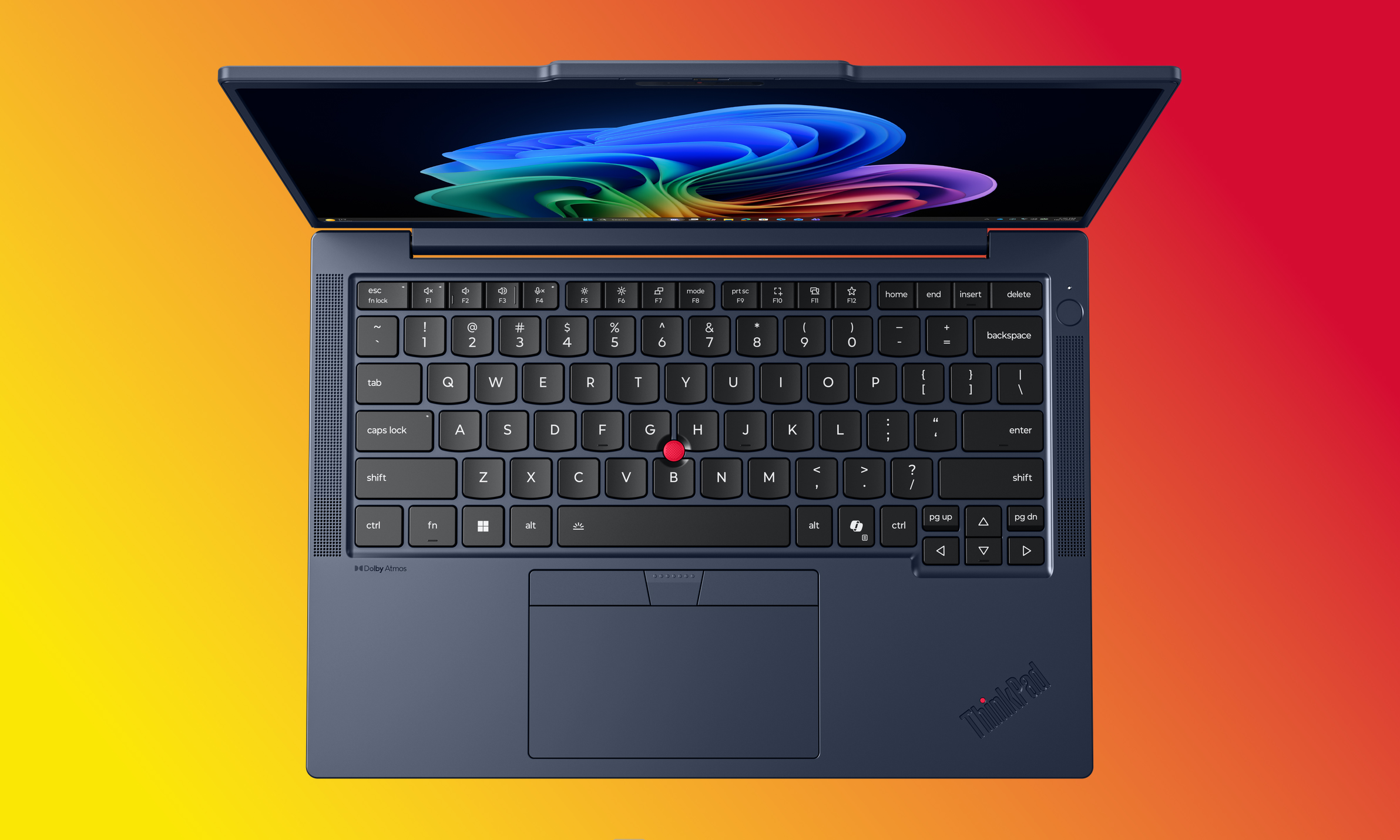 The ThinkPad T14s Gen 7 laptop against a colorful gradient