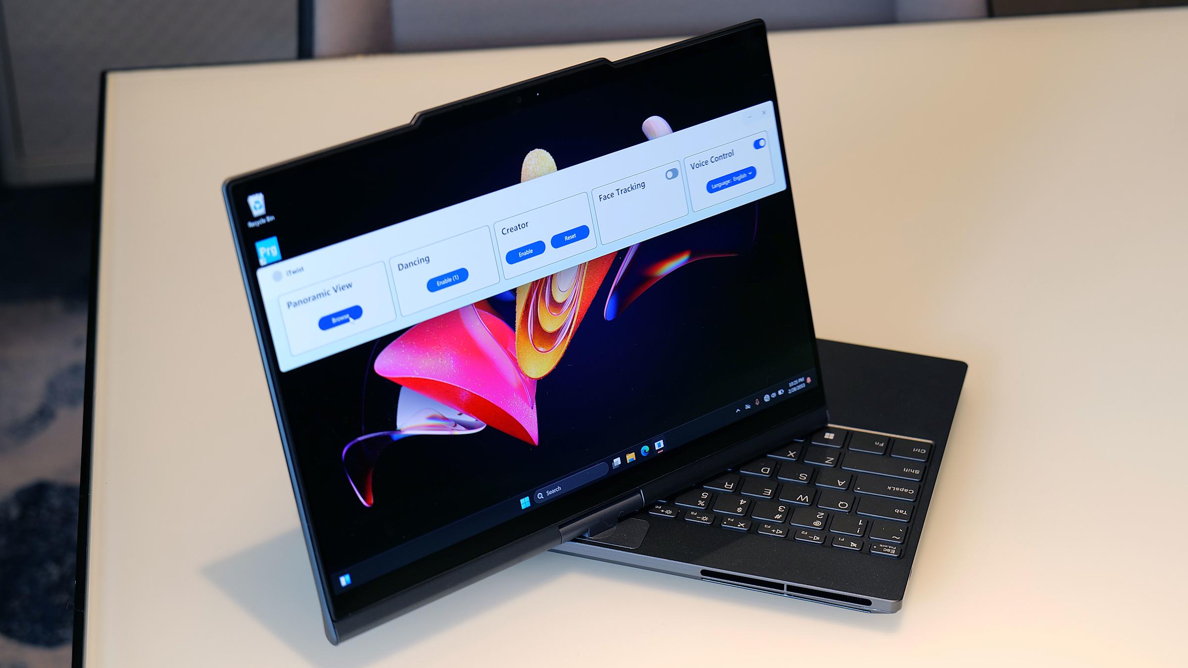 A Lenovo concept laptop with a swiveling screen.