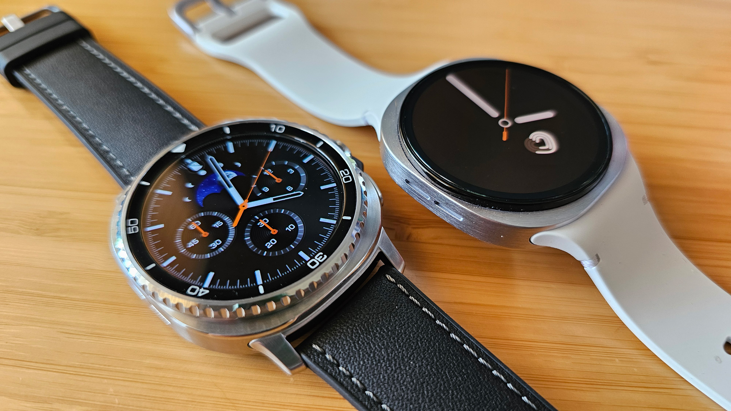 The Samsung Galaxy Watch 8 Classic and standard models side by side
