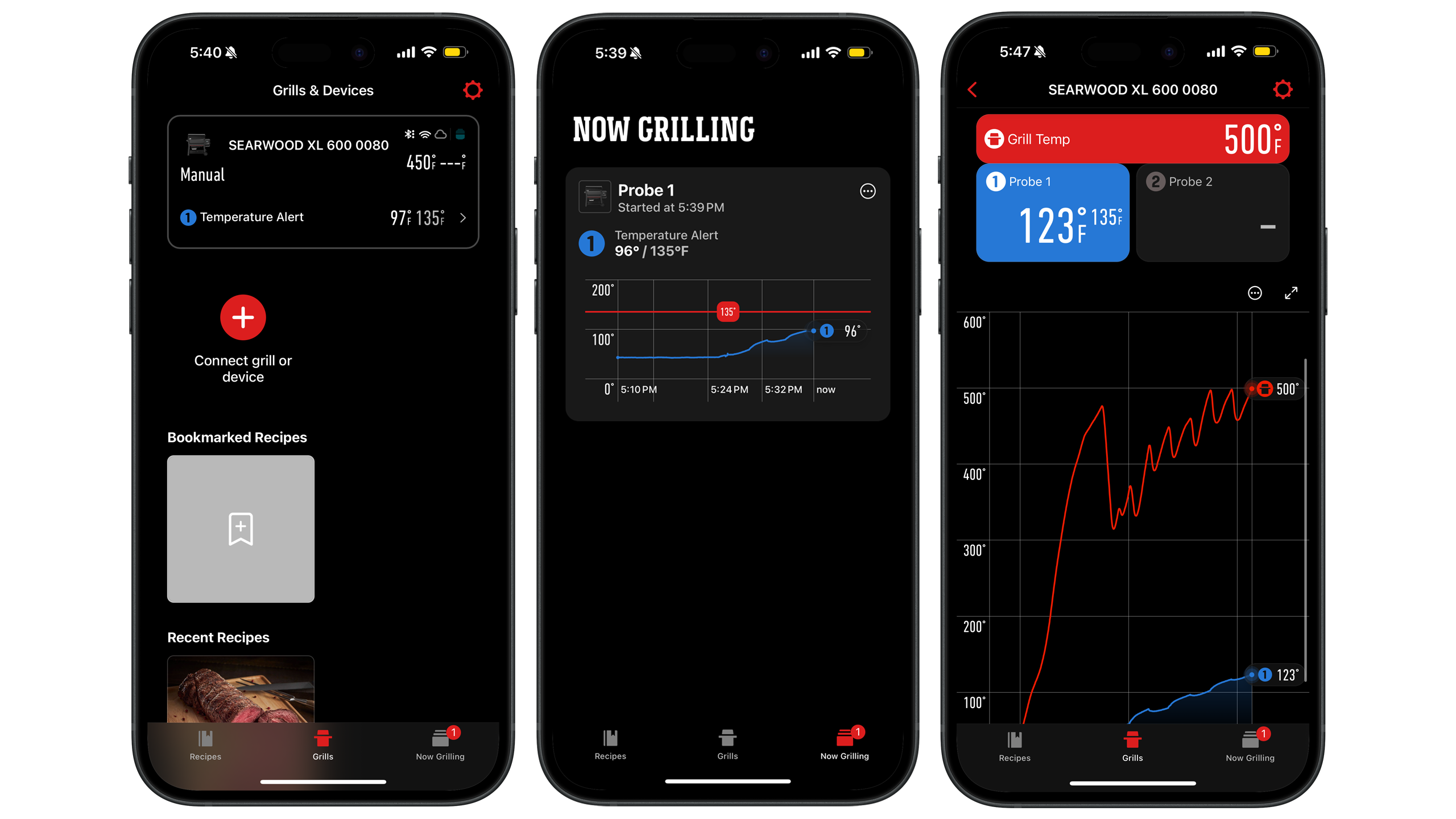 The Weber Connect app is where all of the Searwood's stats are sent.