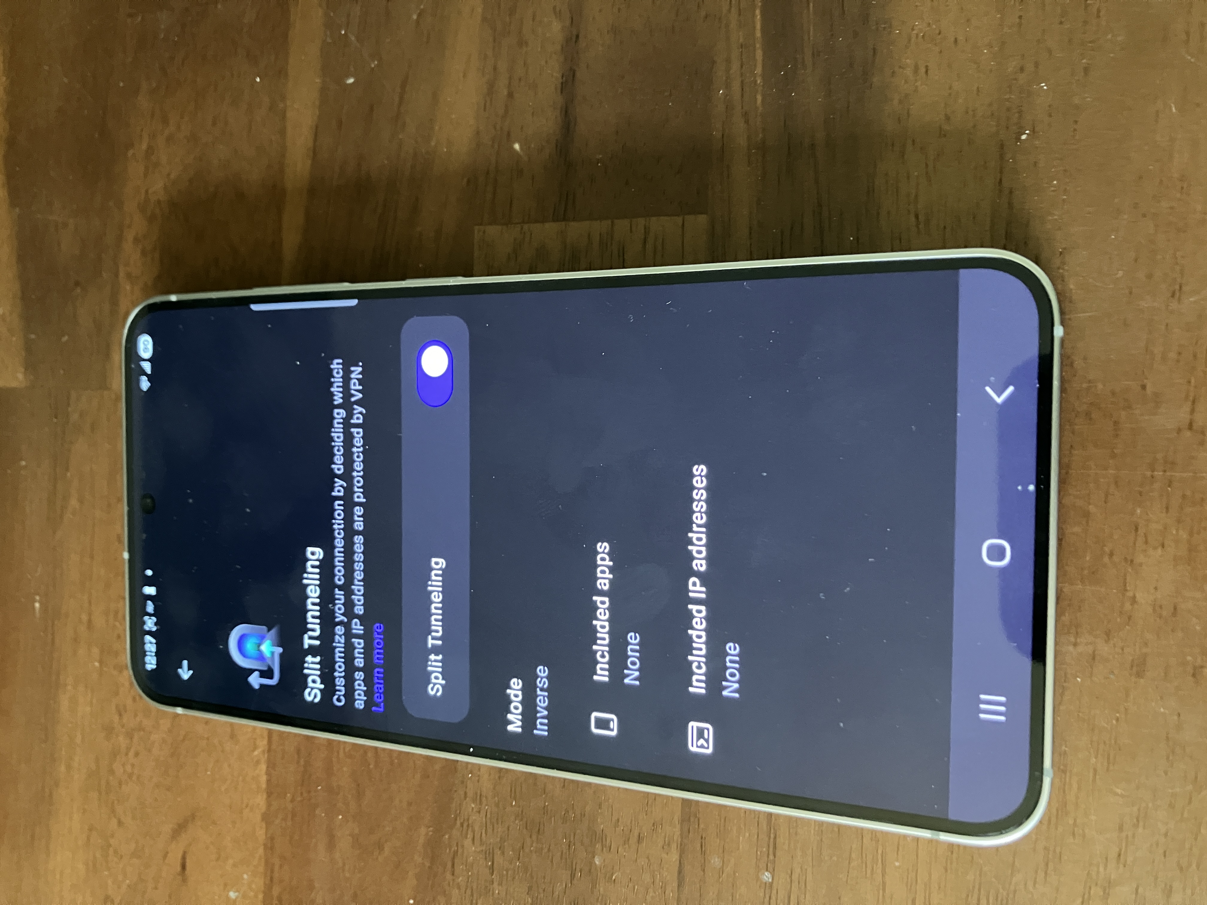 Split tunneling with Proton VPN on Android.