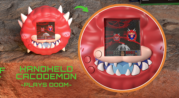 A Cacodemon running Doom.