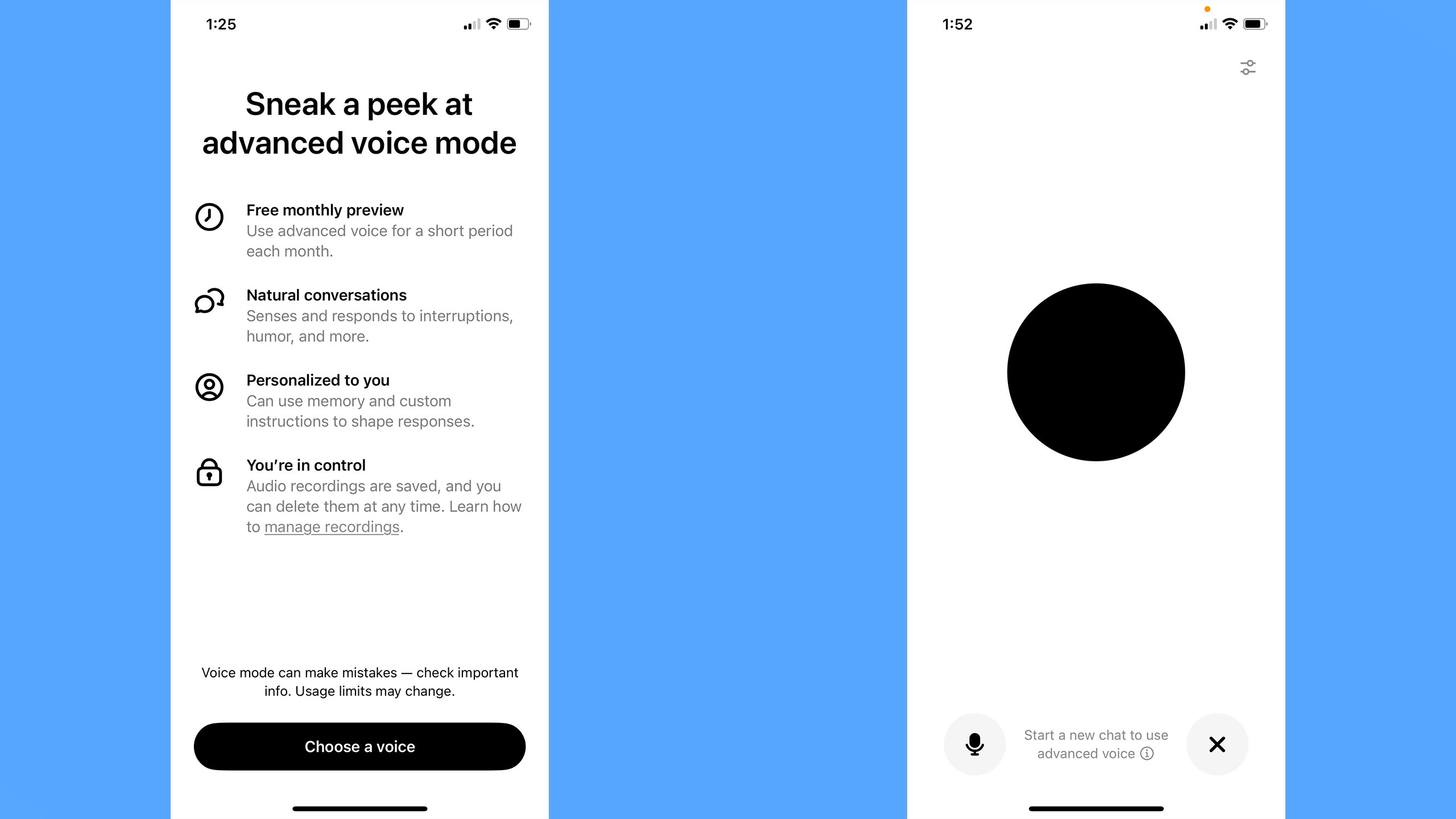 ChatGPT's Advanced Voice Mode allows users to converse with the chatbot. 