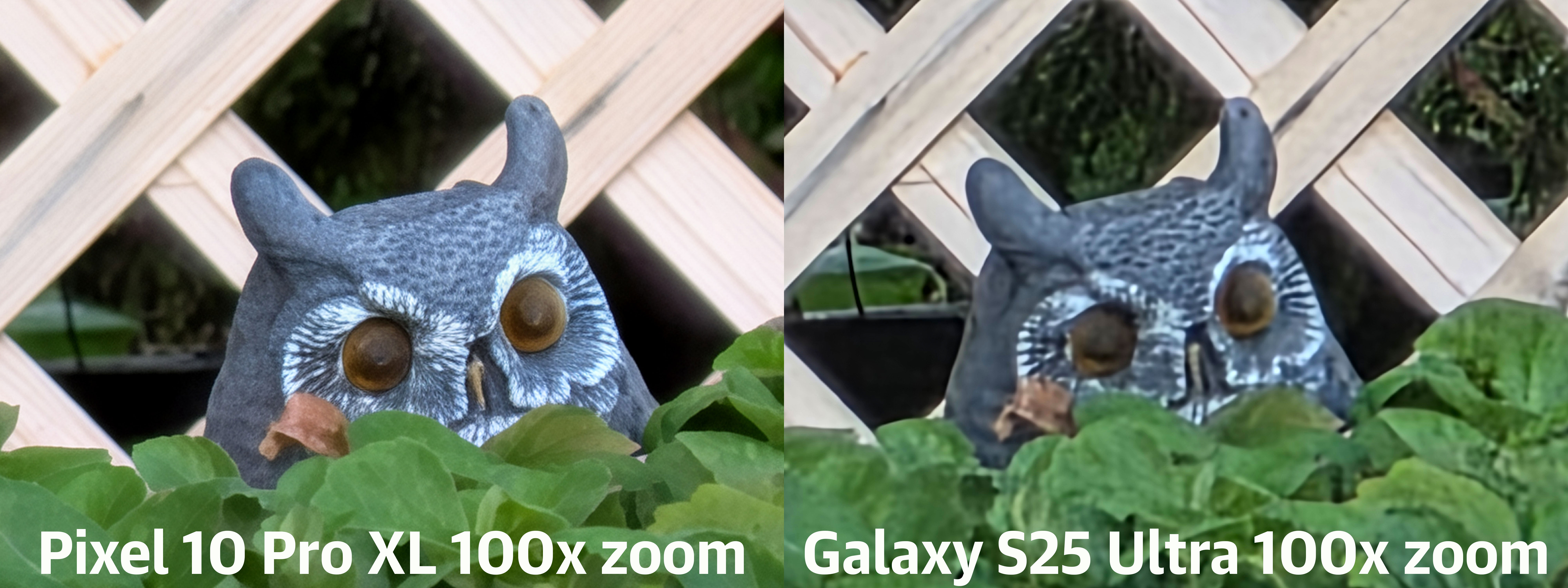 Finally, here is where things get very interesting, with the Pro Res Zoom shot from the Pixel 10 Pro XL looking significantly sharper and more detailed than the S25 Ultra's pic at the same magnification. 