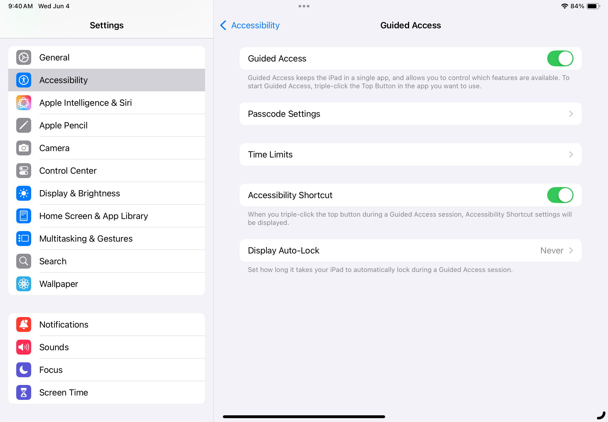 Turn on Guided Access in the Accessibility section of the Settings app to prevent other people from accessing your iPad
