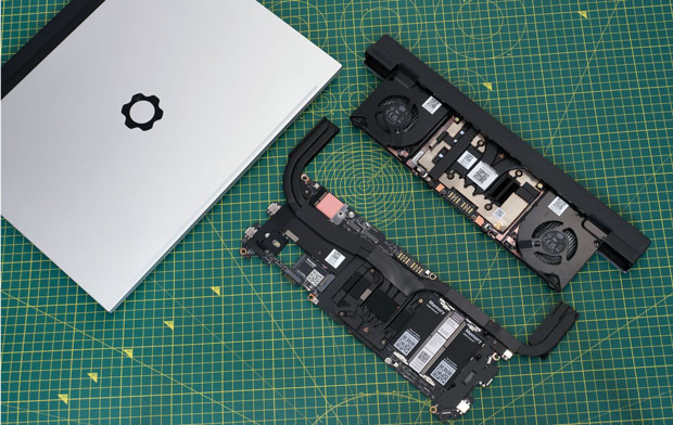 Image of the Framework 16 with its two new GPU and CPU modules. Image of the Framework 16 with its two new GPU and CPU modules.